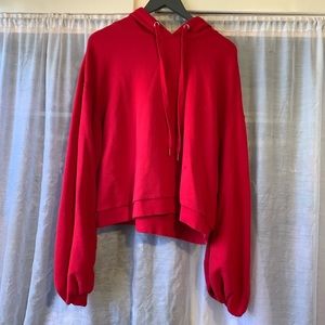 Red bell sleeves hoodie.
